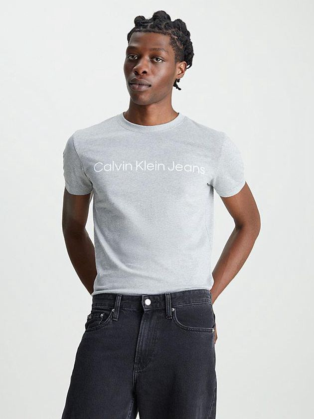 Calvin Klein USA Slim Logo Mens T-Shirt Grey 1385620-BP